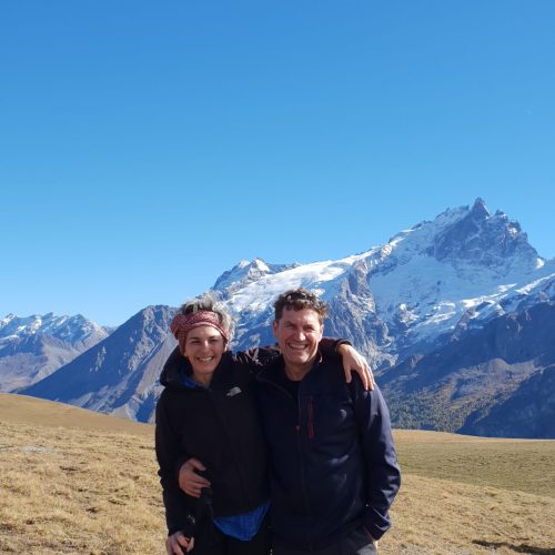 Jean-michel et Nathalie dos à la Meije